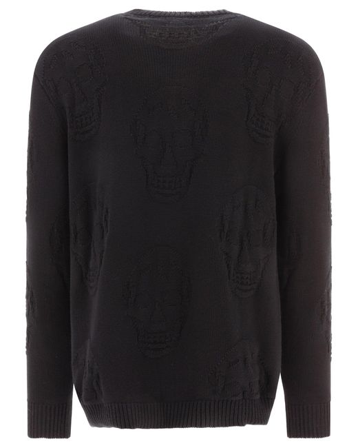 Alexander McQueen Black Alexander Mc Queen Textured Skull Sweater