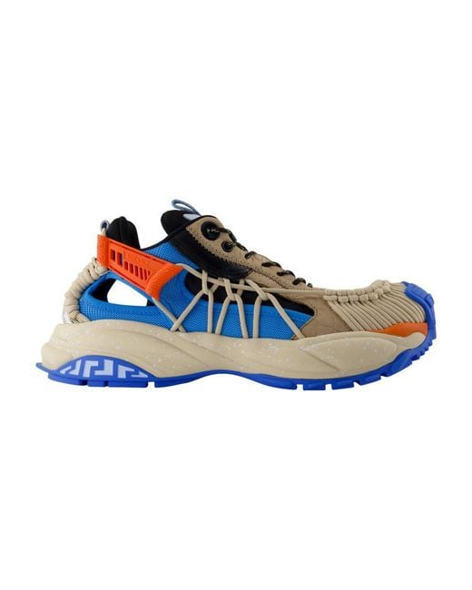Versace Schoenen ,Veelkleurig ,Leer Leren Kokos Sneakers in het Blue voor heren