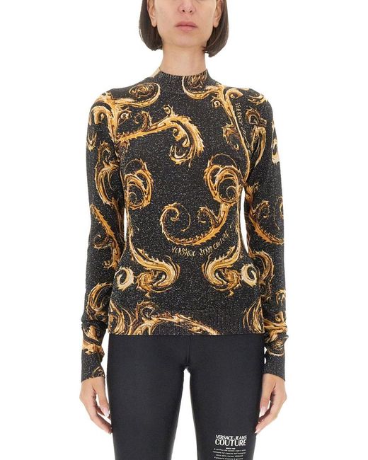 Versace Jeans Couture Black Slim Fit Lurex Knit T-Shirt