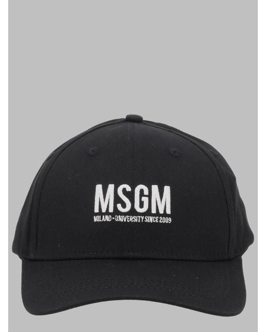 MSGM Black Cotton Caps