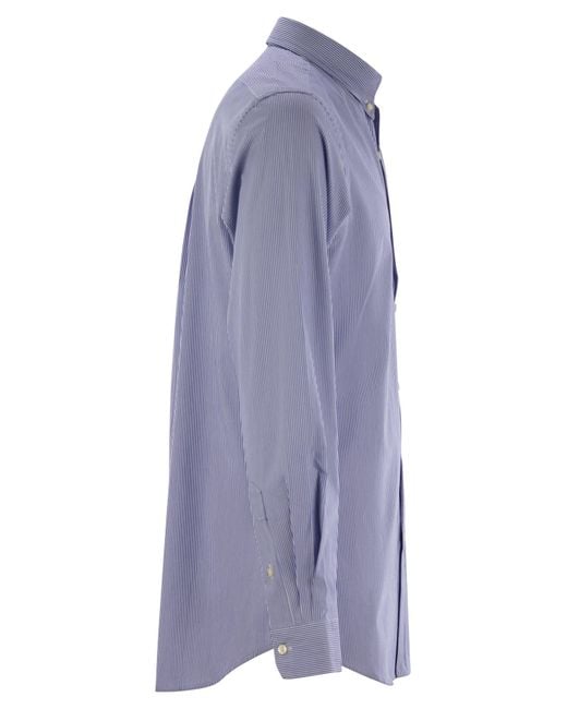 Polo Ralph Lauren Blue Striped Stretch Poplin Shirt for men