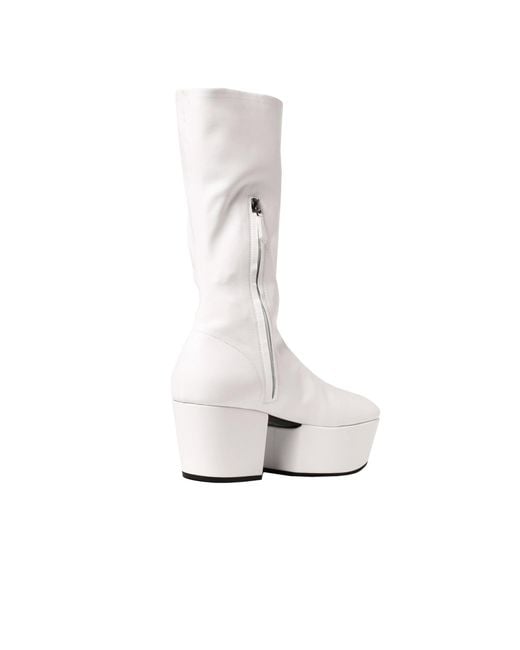 Prada White Plattform Pull On Stiefel