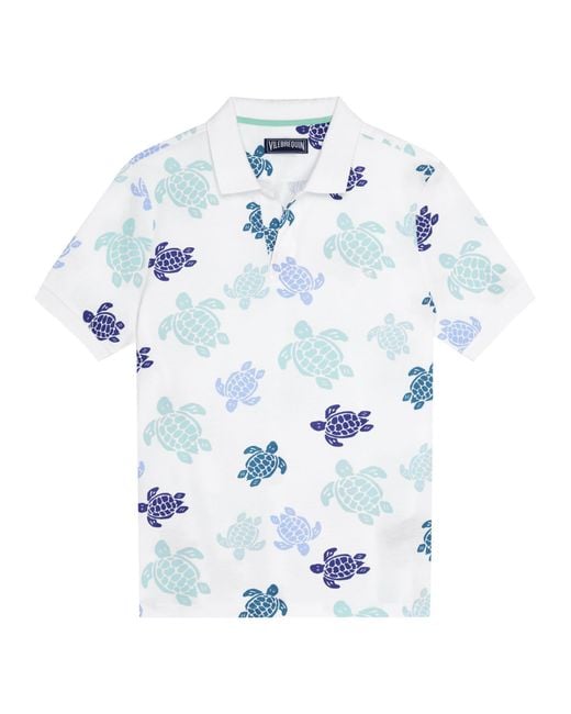 Vilebrequin Blue Organic Cotton Polo Shirt With Turtle Print