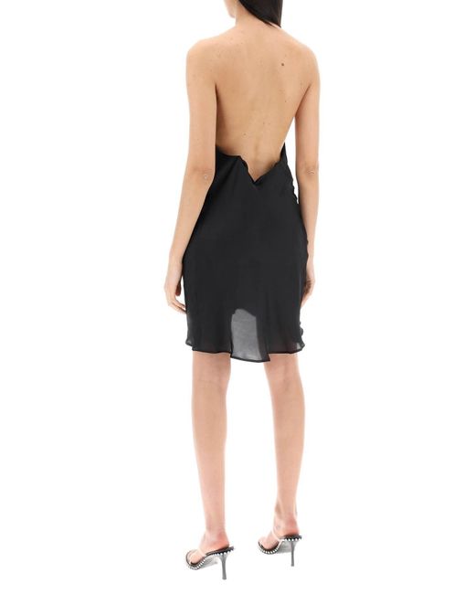 Y. Project Black Satin Slip Dress für elegant