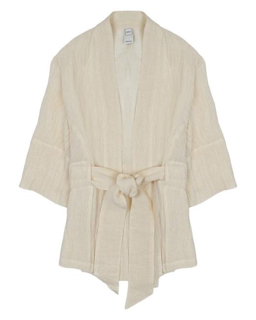 120% Lino White Linen-Blend Mini Jacket