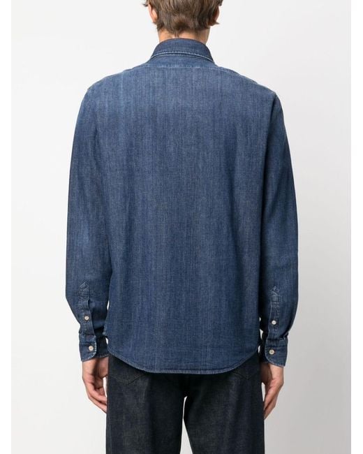 Boglioli Blue Denim Button-Down Shirt for men