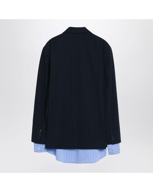 Acne Blue Single-Breasted Jacket With Shirt Detail