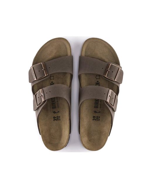 Birkenstock Ciabatta Arizona Birko Flor Nubuck Mocha Calzata S in het Brown
