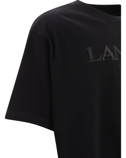 Maglietta con logo ricamato di Lanvin in Black da Uomo