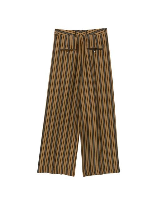 Alberto Biani Natural Striped Silk Trousers