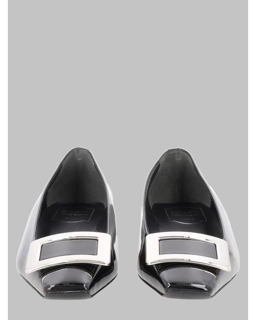 Roger Vivier Gray Ballerina Belle Vivier Patent Leather