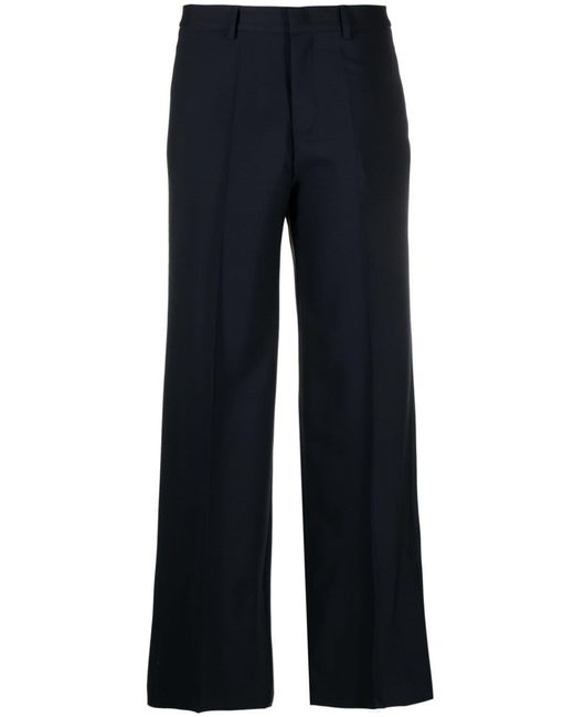 P.A.R.O.S.H. Blue Lillie Pressed-Crease Wide-Leg Pants