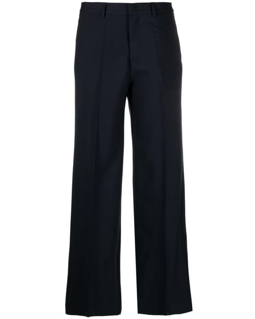 P.A.R.O.S.H. Blue Lillie Pressed-Crease Wide-Leg Pants
