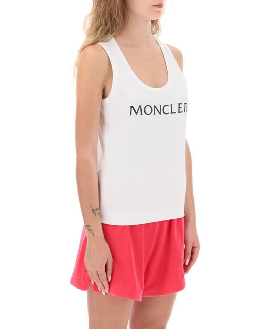 Moncler Multicolor Logo Print Ribbed Tank Top