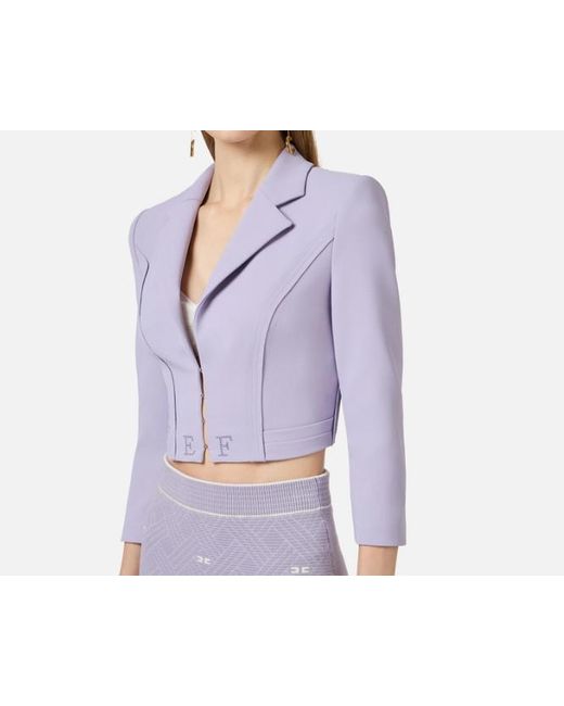 Elisabetta Franchi Purple Raw Cut Jacket