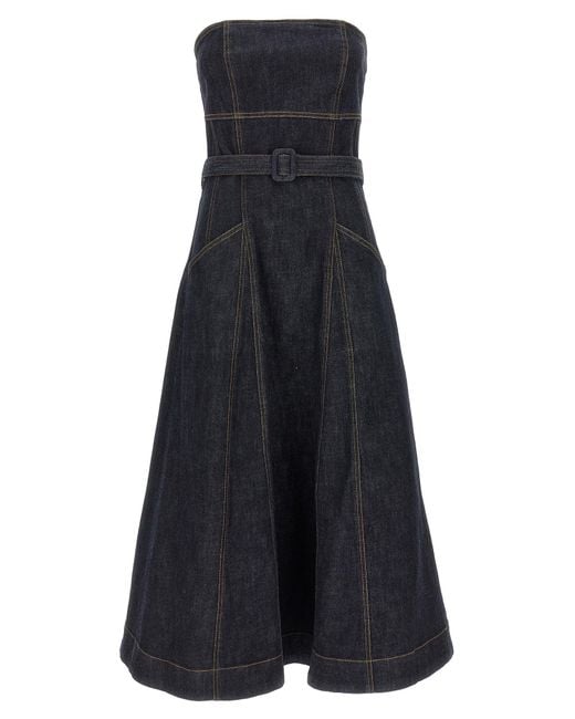 'Indigo Denim Bandeau Midi Dress' robe Self-Portrait en coloris Blue