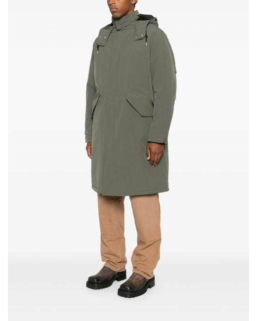 A.P.C. Green Flap-Pocket Hooded Coat for men