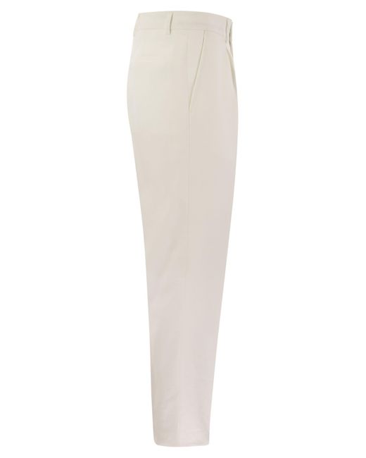 Brunello Cucinelli White Leisure Fit Linen Trousers With Darts