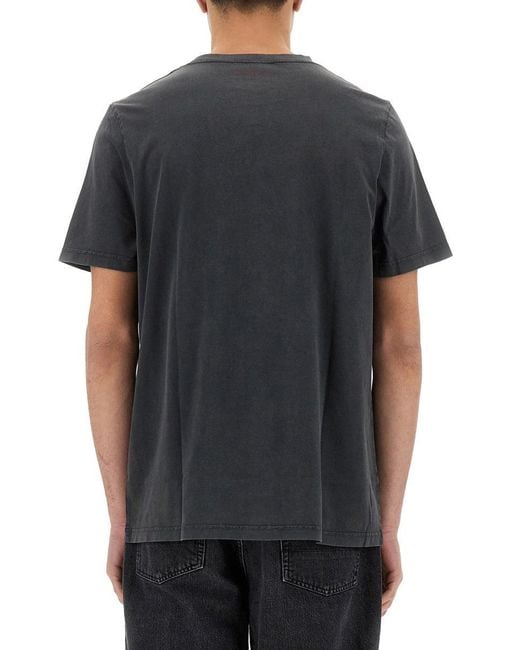 Courreges Black Logo Print T-Shirt With Vintage Aesthetic for men