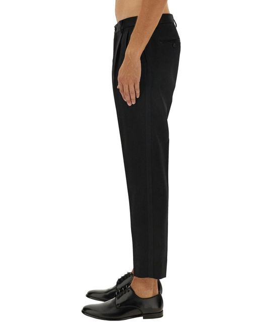 Dolce & Gabbana Black Classic Silk Blend Trousers for men