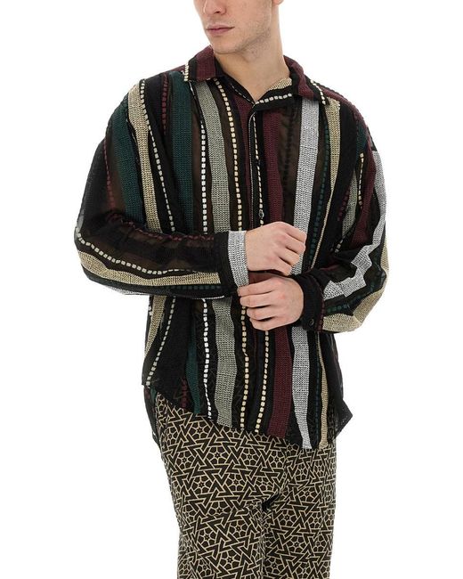 A.I.E. Black Chiffon Shirt for men