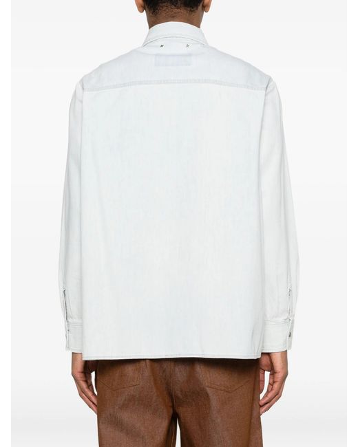 Golden Goose Deluxe Brand White Journey M's Over Shirt Pedro Pastel Full Sky Wash