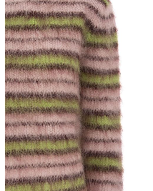 Pullover mohair e lana a strisce di Marni in Brown