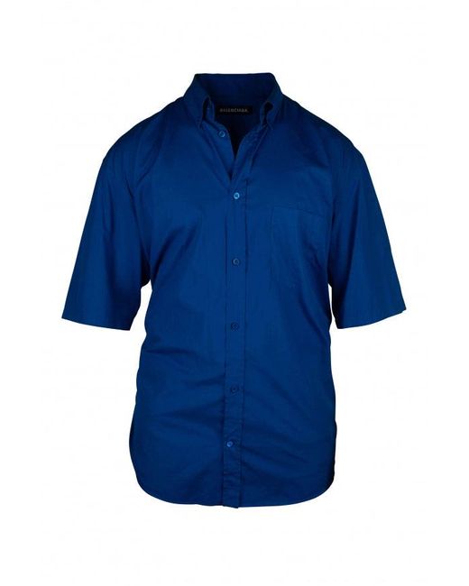 Balenciaga Electric Blue Cotton Shirt for men