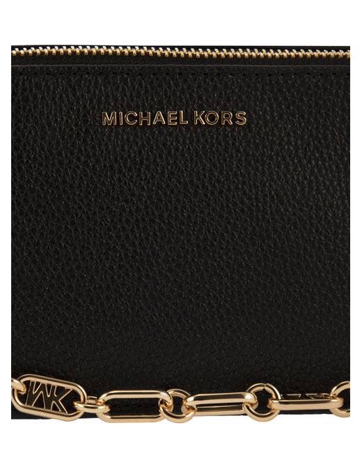 Michael Kors Black Jet Set Small Chamber Bag In Grained Leather With Double Zip