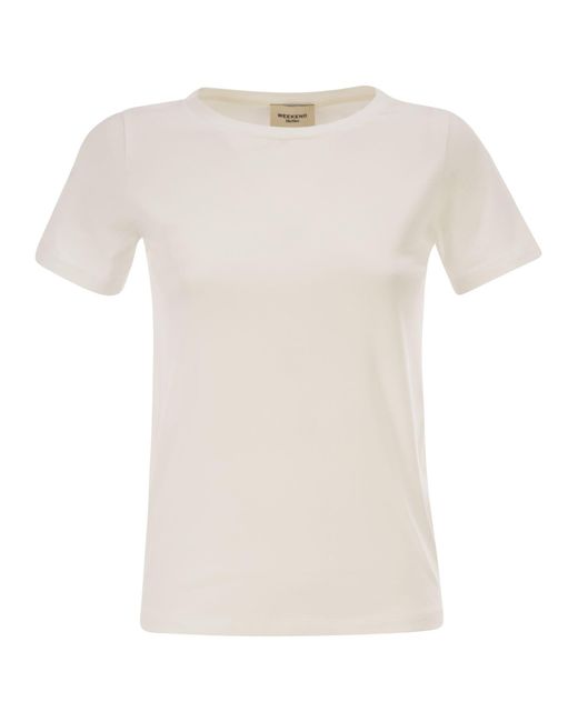 Weekend by Maxmara White Wkdmultib Basic Cotton Jersey T Shirt
