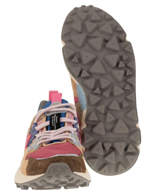 Yamano 3 Sneaker in pelle scamosciata e tessuto tecnico di Flower Mountain in Multicolor