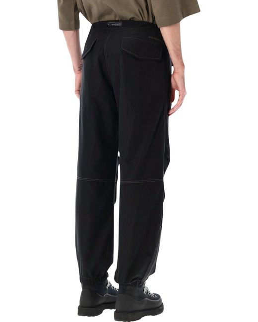 And Wander Black High Count Cloth Side Zip Hem Pants for men