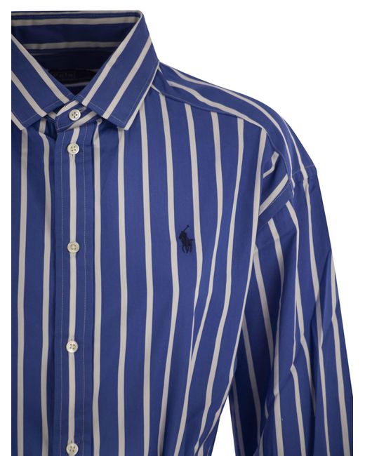 Polo Ralph Lauren Blue Striped Chemisier With Belt