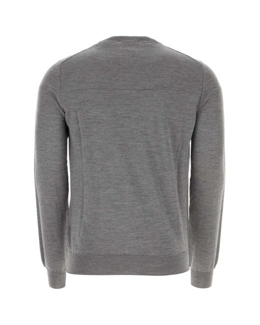 Jil Sander Gray Fine-Knit Wool Sweater With Ribbed Details for men