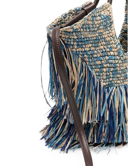 Zimmermann Blue Goldentime Small Rafia Tote
