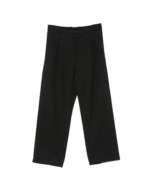 Goldwin Black One Tuck Straight Wool Pants