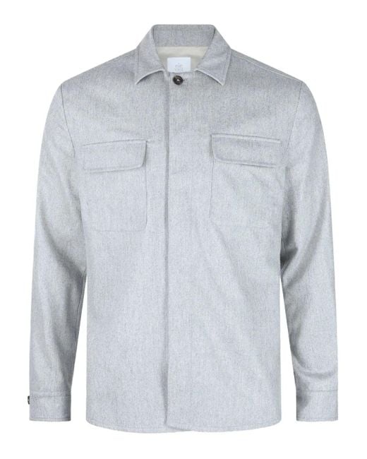 Eleventy Blue Shirt Jacket With Pockets