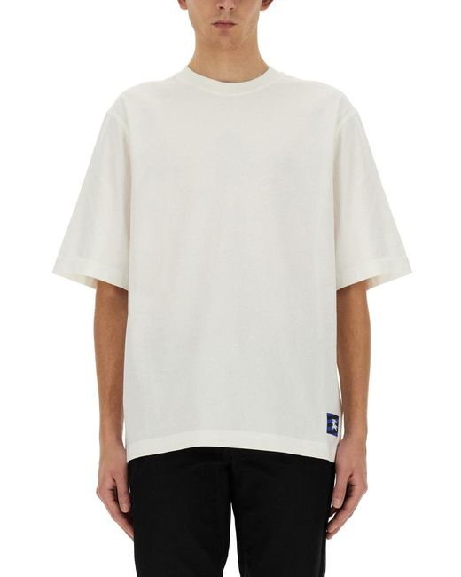 Burberry Regular Fit Cotton T-Shirt With Subtle Hem Patch in White für Herren
