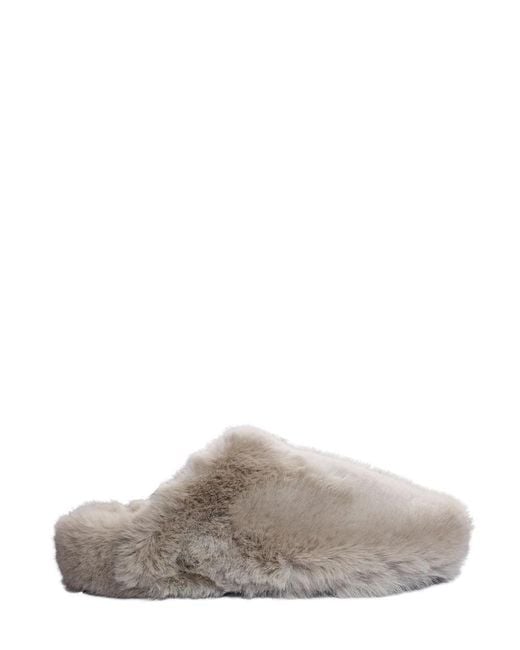 LA ROSE Gray Furry Indoor Slippers