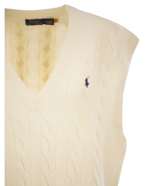 Polo Ralph Lauren Natural Wool And Cashmere Cable-Knit Vest