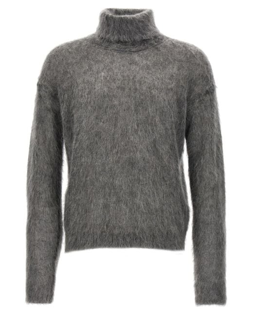 Saint Laurent Mohair Turtleneck Sweater in Gray für Herren