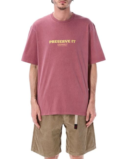 Gramicci Red Pigment Dyed Footprints T-Shirt