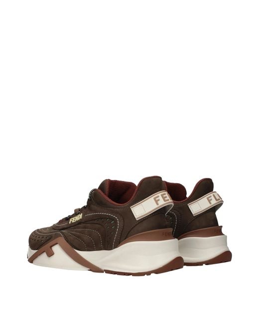 Fendi Brown Flow Sneakers Suede
