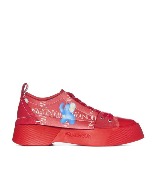 J.W. Anderson Red Canvas And Leather Sneakers for men