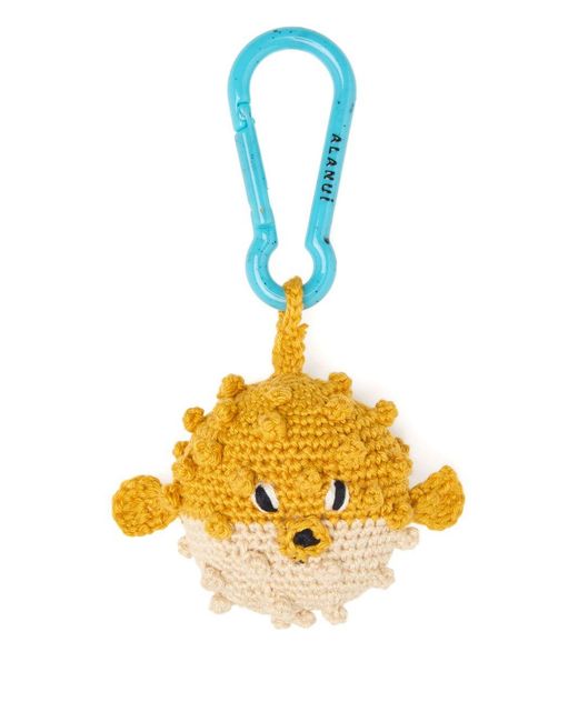 Alanui Metallic Puffer Fish Crochet Keyring