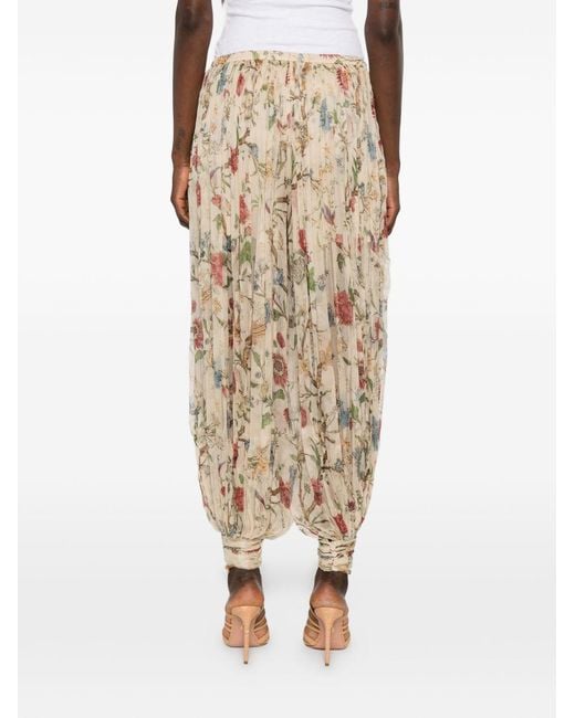 Into The East Natural Printed Silk Trousers