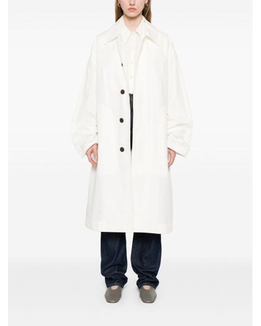 Studio Nicholson White Nylon And Cotton Blend Coat