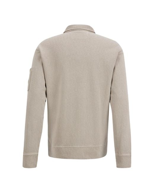 C P Company Blue Sweatshirts Polo Collar