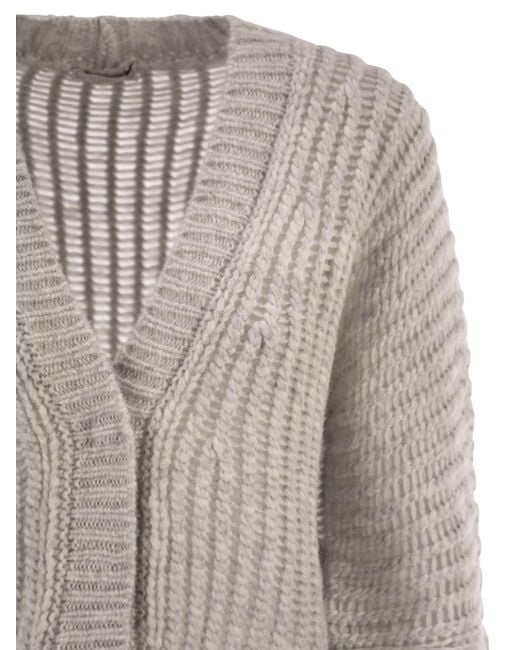 Peserico Metallic Wool And Alpaca Mesh Cardigan