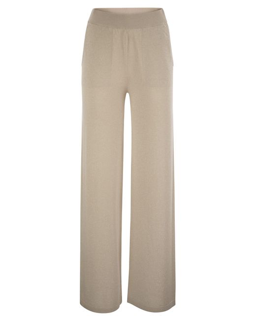 Pantalones de crepe de algodón Peserico de color Natural